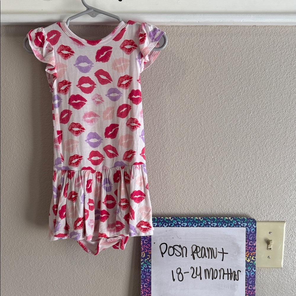 Posh Peanut Pink and Purple Lip Print Dress